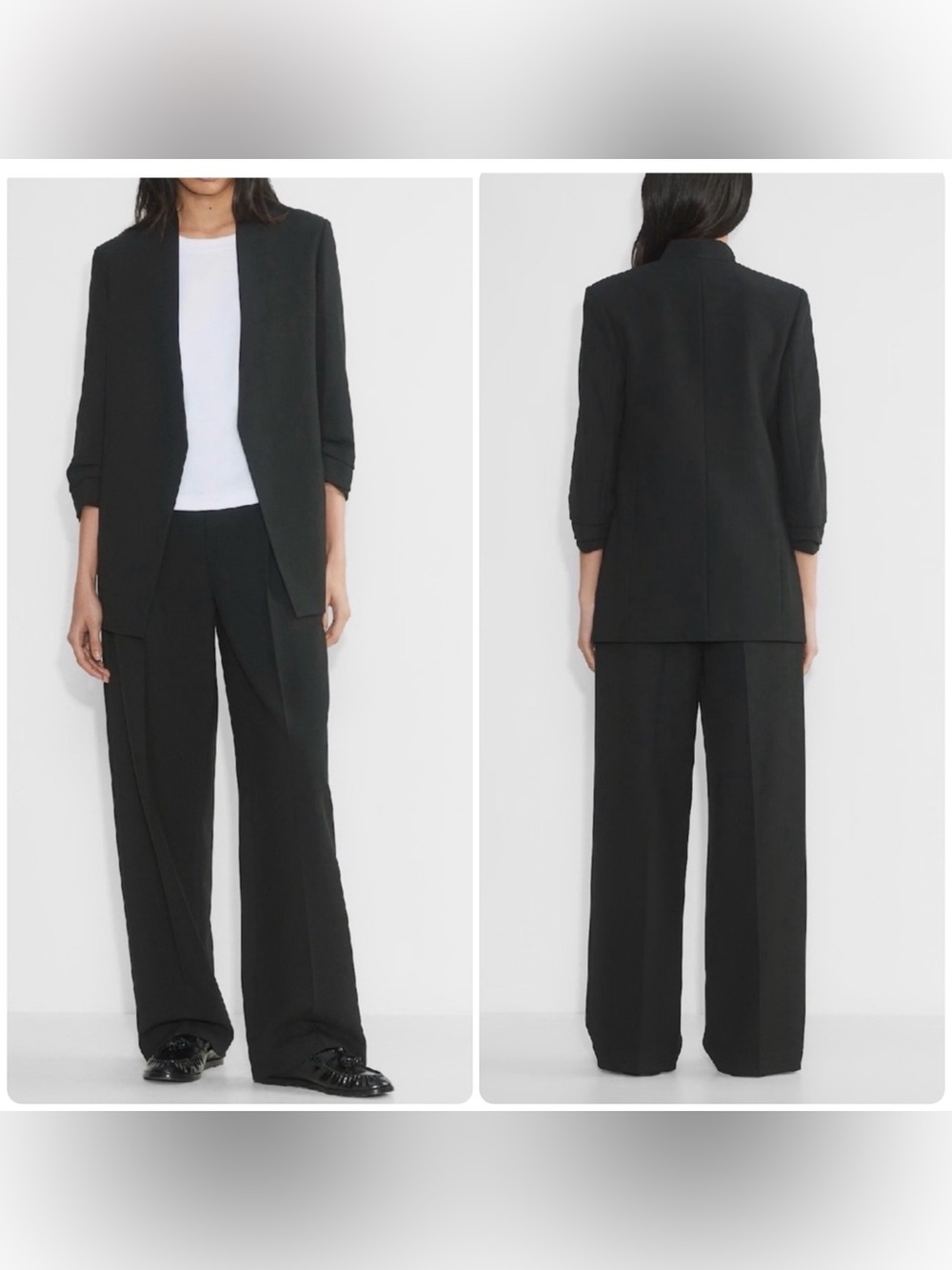 Aritzia Babaton Power Blazer Black Open-Front Jacket 12